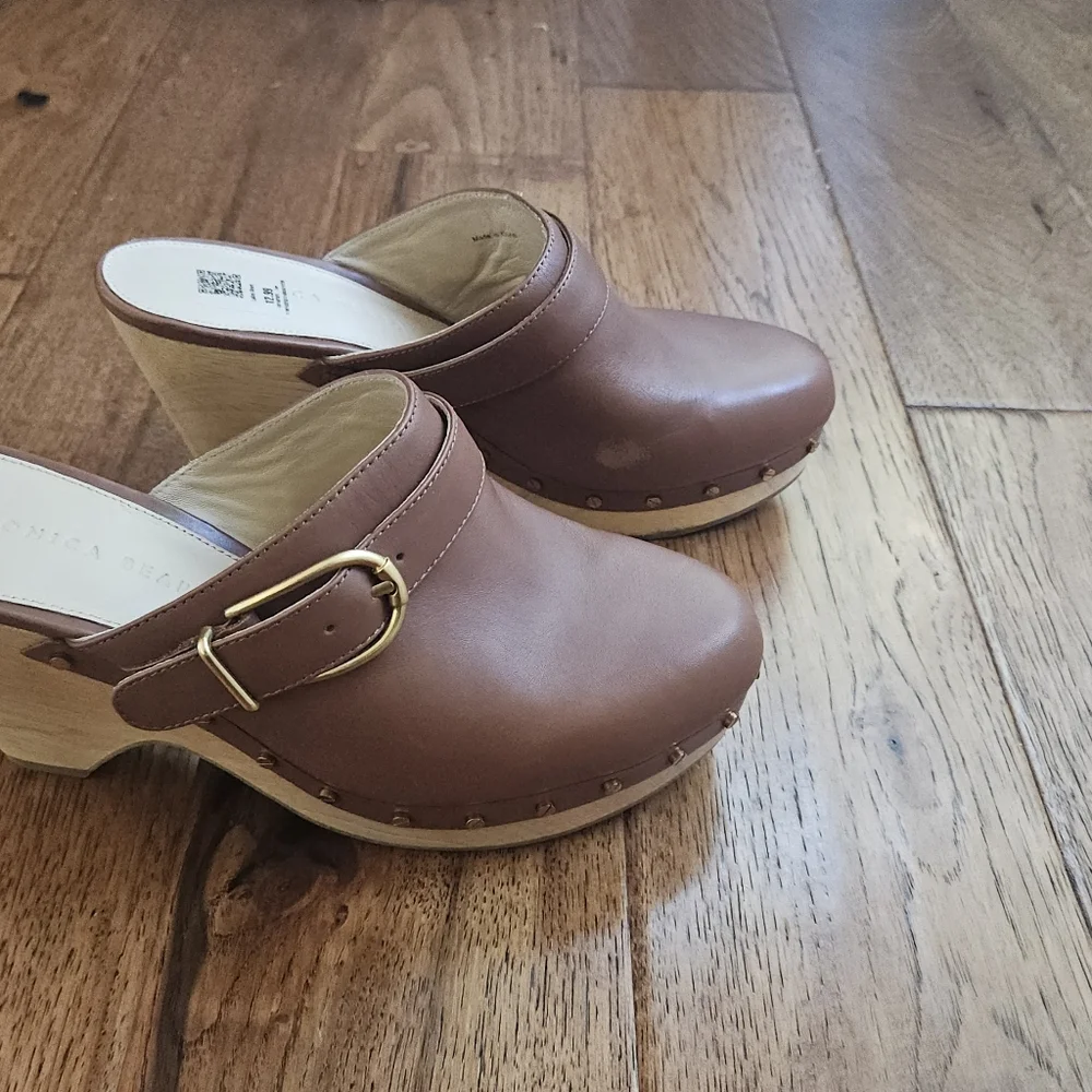 Veronica Beard Brown Hendrix Leather Mule Clogs 8 - Picture 9 of 11